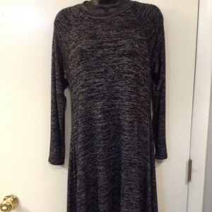 TRENDYLAND LONG SLEEVE ROUND NECK BLK/GRAY DRESS